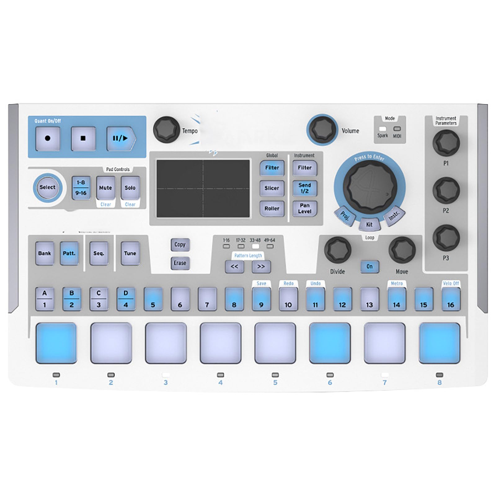 Controller Tastiera Midi, Beat Pad RGB Portatili con Sequencer a 16 Fasi, Filtro XY, Mixer, Controllo Loop E Volume Patch di Modifica Regolabile, Tecnologia di Simulazione,per DJ Composer