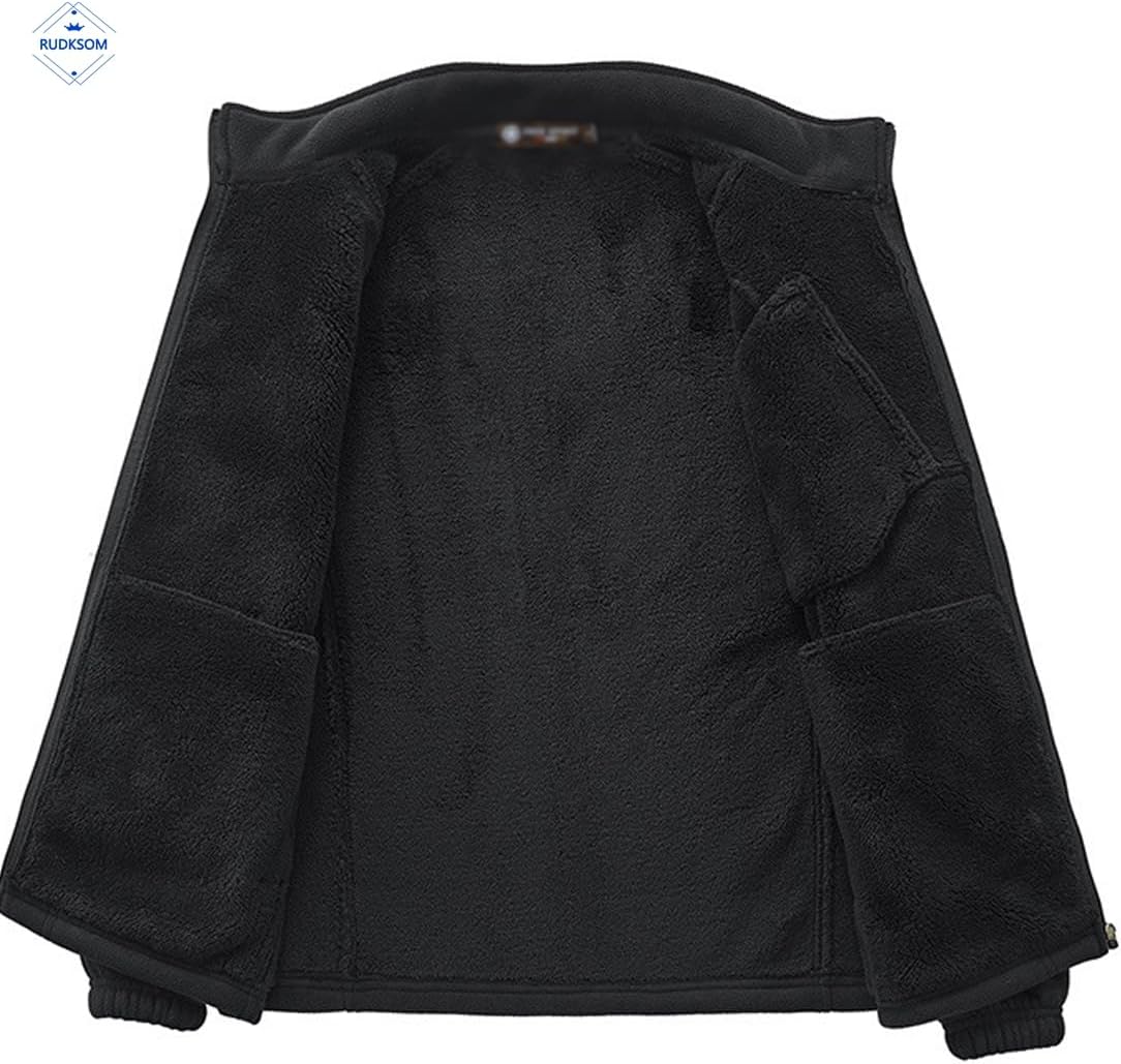 [RUDKSOM] ジャケット メンズ 裏起毛 ボアジャケット ジップアップ フリースジャケット 防寒着 シンプル アウター 軽量