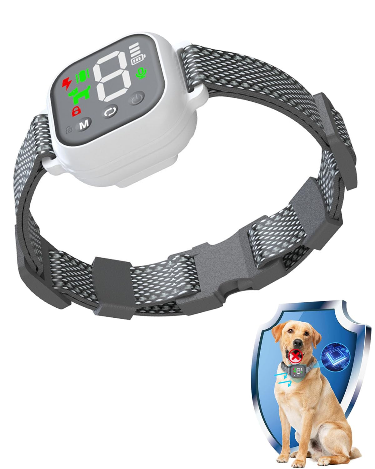 Noobark Anti Bark Collar – Smart Rechargeable Anti Bark Collar with Adjustable Modes, Humane Training, Accurate Detection for Small Medium Large Dogs (White)