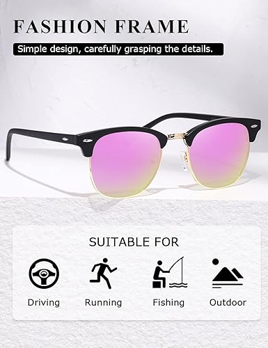 Miniatura 10 de AEVOGUE Gafas de sol polarizadas para mujeres y hombres marco semiresim gafas de sol retro AE0369