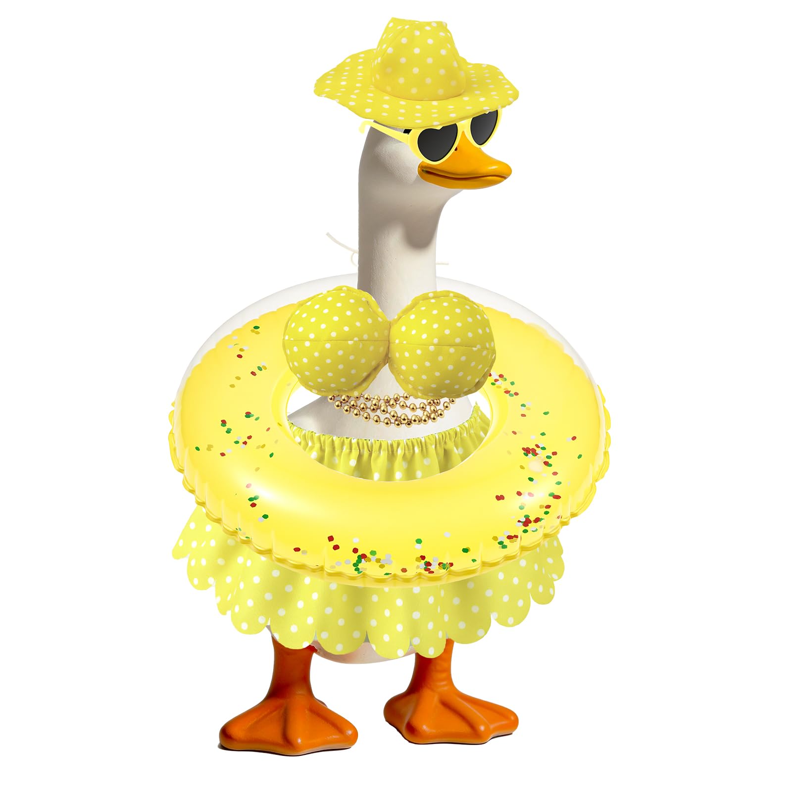 YUNYOUC Summer Porch Goose Outfit 23 Inch Yard Goose Bikini Clothes Set with Swimwear Swim Ring Sunglasses Hawaiian Style Lawn Garden Outdoor Accessories (Statue Not Included)(Style 4)
