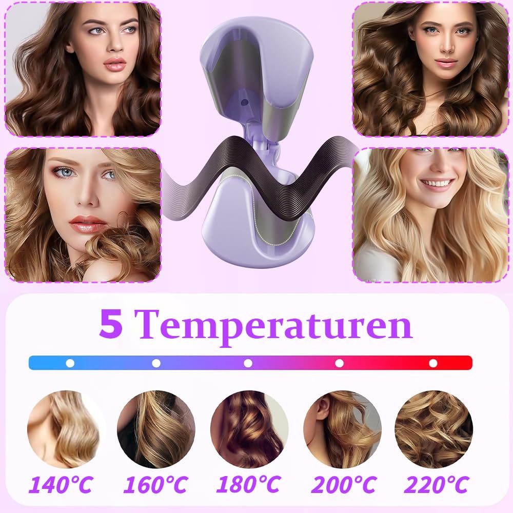 Fer à Onduler, 32mm Fer a Onduler Cheveux, Fers à Onduler Style Ondulé Avec 5 Températures Réglables, En Forme De V Friseur Cheveux, Fers à Onduler Pour Cheveux Longs Et Courts