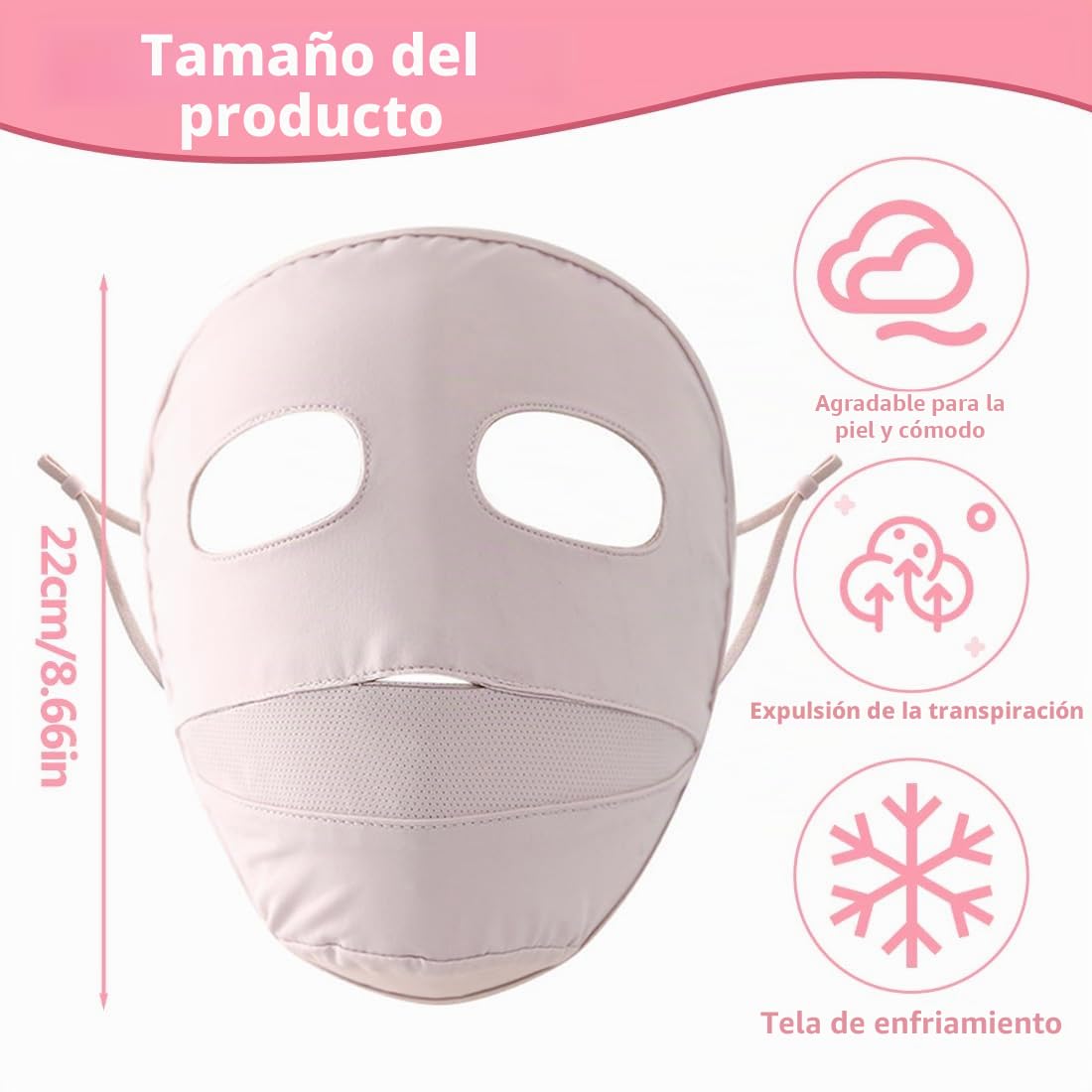 NHQZ Máscara Solar,UPF50+,Máscara UV con Borde,Máscara Transpirable,Máscara Reutilizable Lavable,Máscara Solar de Seda de Hielo con Protección UV para los Ojos