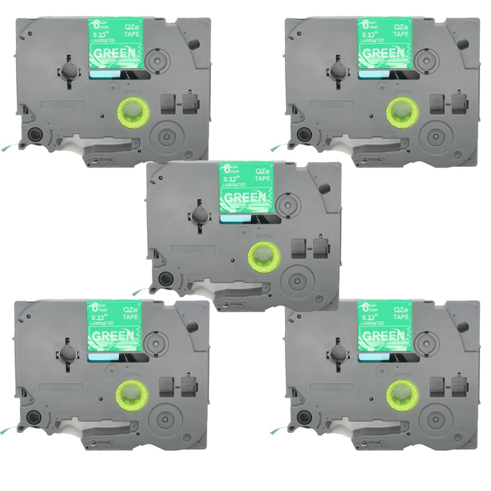 BROVACS 5 Pack White on Green Laminated Label Tape Compatible for Brother P-Touch Label Printer TZ 715 TZe 715 6mm 1/4" OPA4715x5 โ image 1