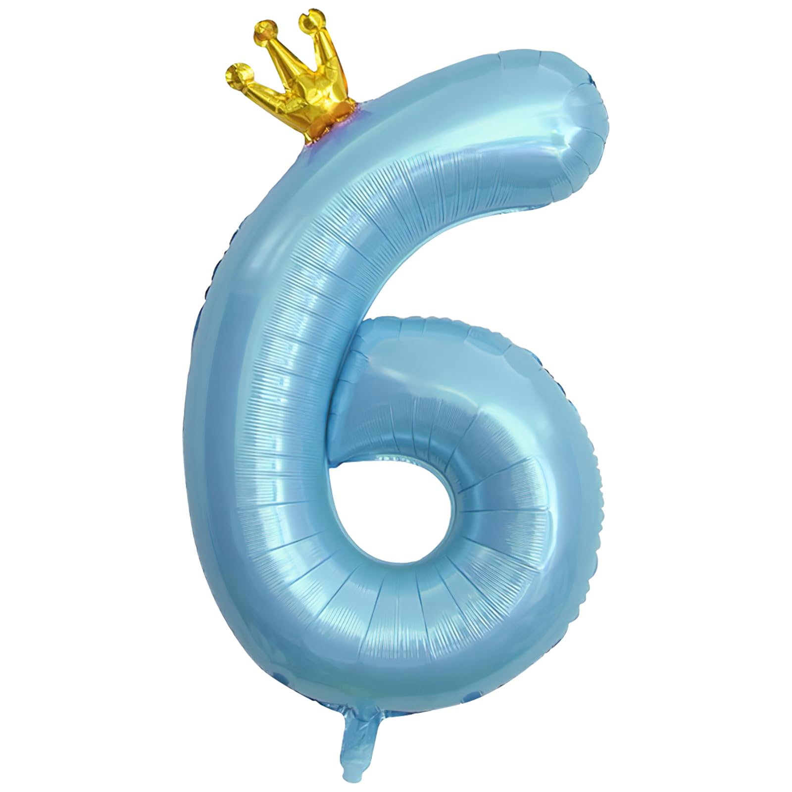ASTARON Number 6 Balloons 40 Inch Blue 6th Birthday Balloons with Crown for Birthday Decor Anniversary Decorations
