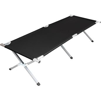 Spetebo XXL Folding Camping Bed with Carry Bag 190 x 70 cm - Black - Camp Bed with Load Capacity up to 120 kg - Travel Bed Folding Bed Guest Bed Lounger for Camping Festival Fishing Hiking