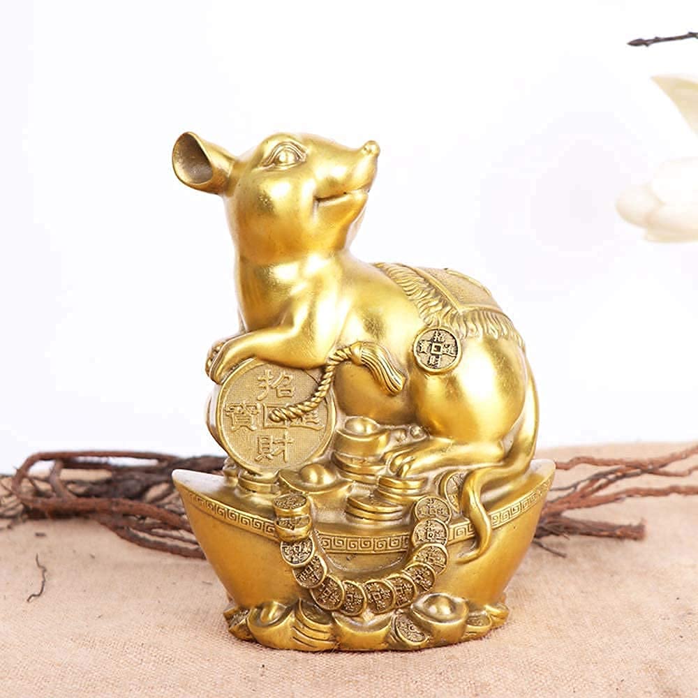 Rzeźba Ogrodowa, Figurki Herbaciane, Zwierzęta Zodiakalne Z Czystego Mosiądzu, Figurki Szczura Zodiakalnego, Figurka Dekoracyjna Chińskiego Feng Shui Do Domu I Biura, Rzeźba Bogactwa I Powod