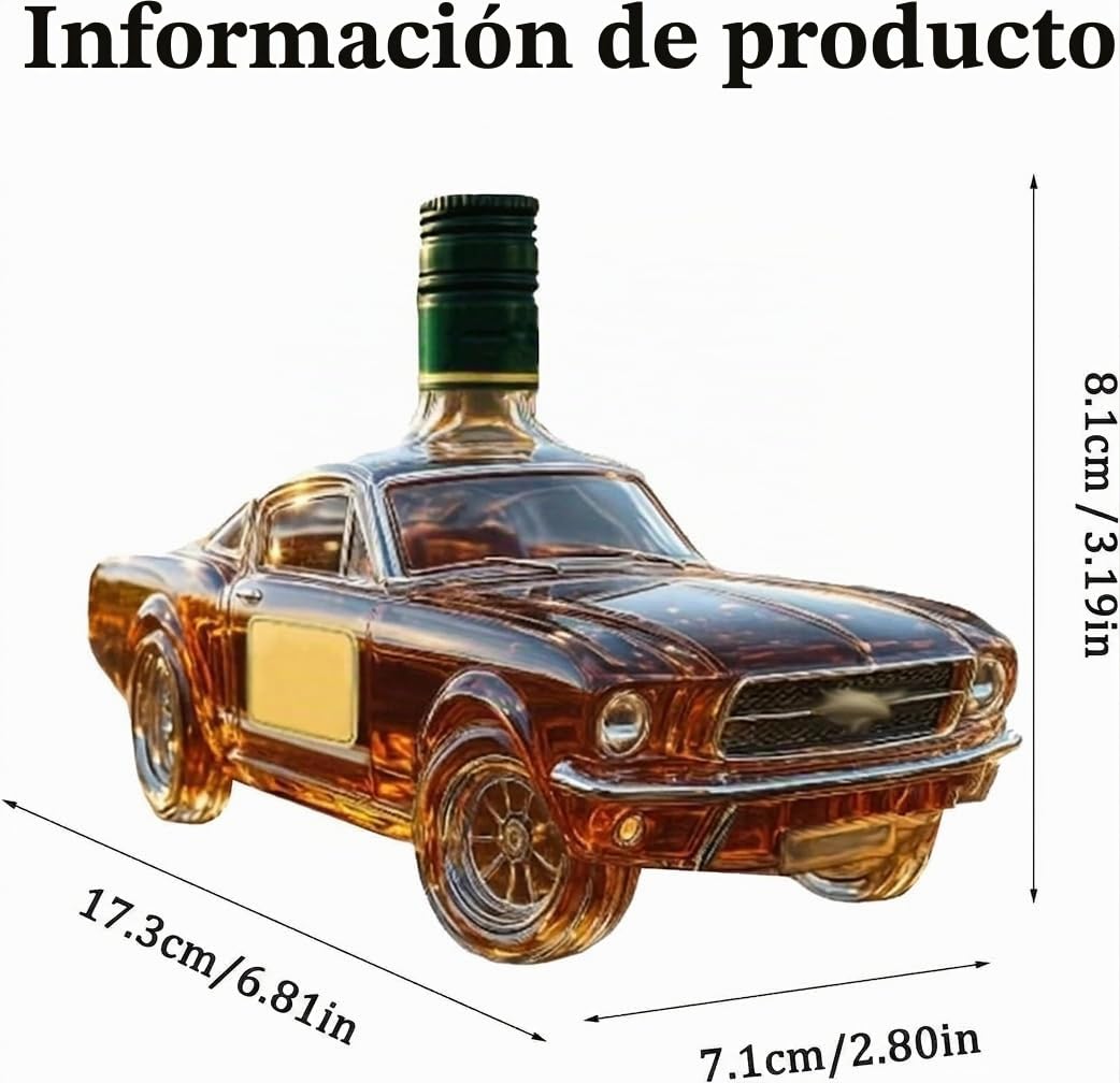 Decantador de whisky de 300 ml con forma de coche, juego creativo de decantador de cristal de automoción, decantador de whisky y aireador, un regalo para el caballero apasionado por los coches.