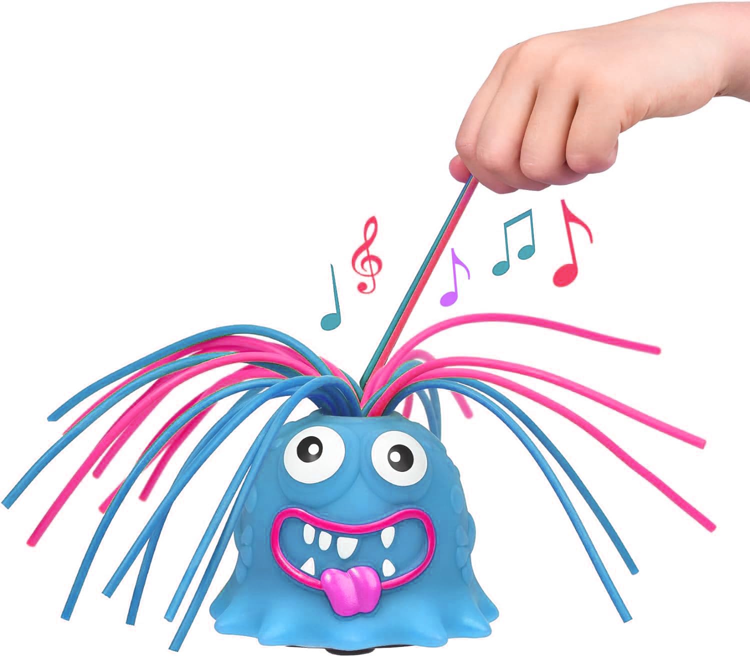 Nnewvante Hair pulling little monster can be tied braids decompression vent toys educational creative vent novelty monster big eyes boy special stress reliever toys（bluish）