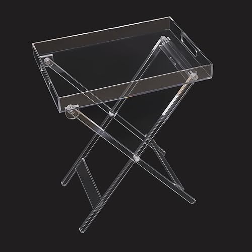 Miniatura 4 de Mesa plegable de acrílico, mesa auxiliar de acrílico transparente, mesita de noche, mesita de noche para dormitorios, sala de estar, cocina, bar,