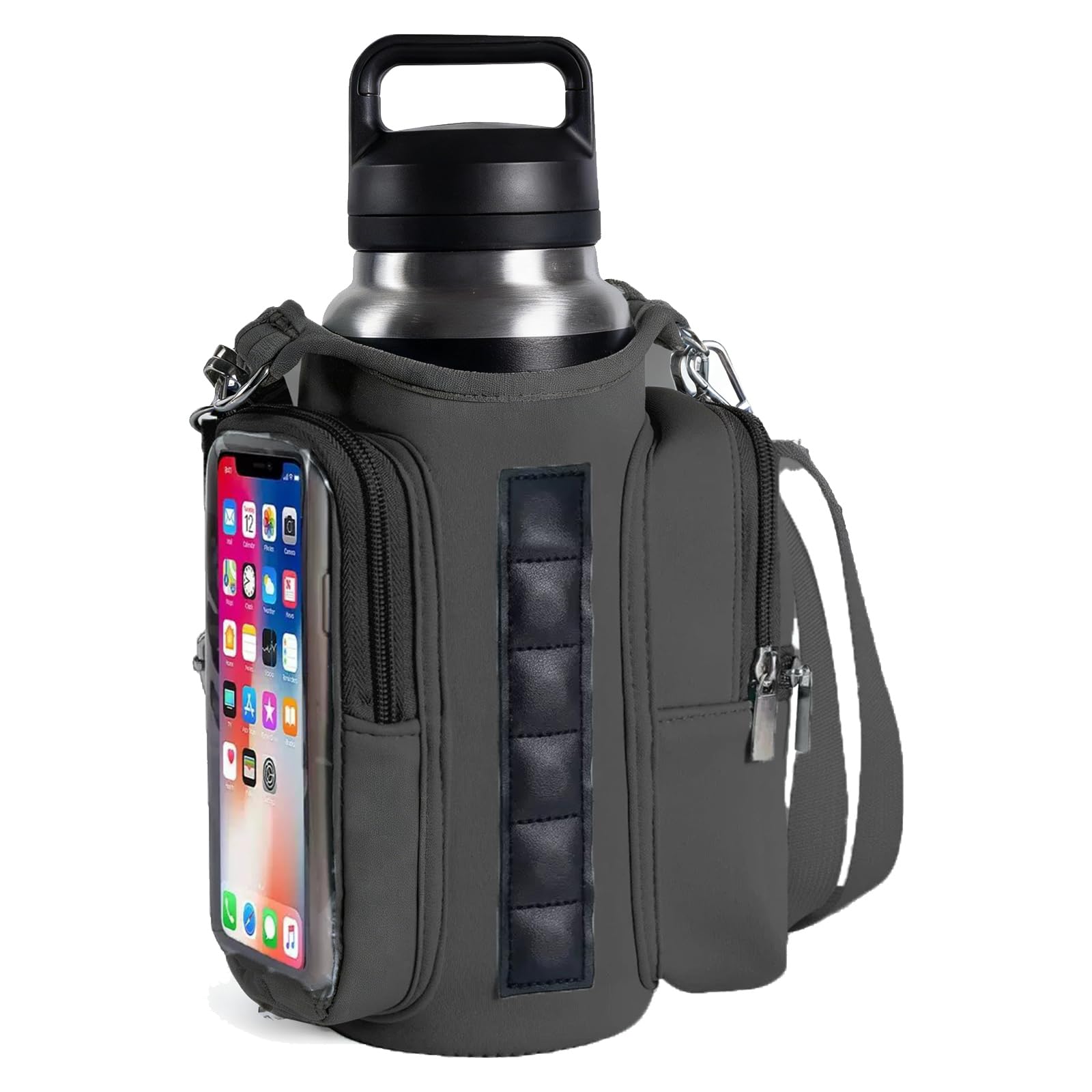 Bolsa Gimnasio Magnética, Portabotellas con Bolsillo para Teléfono, Bolsa Deportiva Portátil con Correa Ajustable, Accesorios de Gimnasio para Hombre y Mujer, Mantiene Botella al Alcance