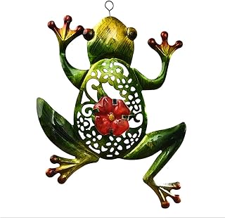 æ— 3D Cut-Out Metal Frog Wall Ornament, Frog Wall Art Hanging DÃcor, Iron Frog Metal Art Sculpture for Front Door Window W...