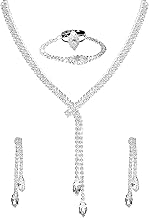 4 x Bridal Jewellery Set, Bridal Jewellery with Sparkling Rhinestone Necklace for Women, Wedding, Engagement Gift