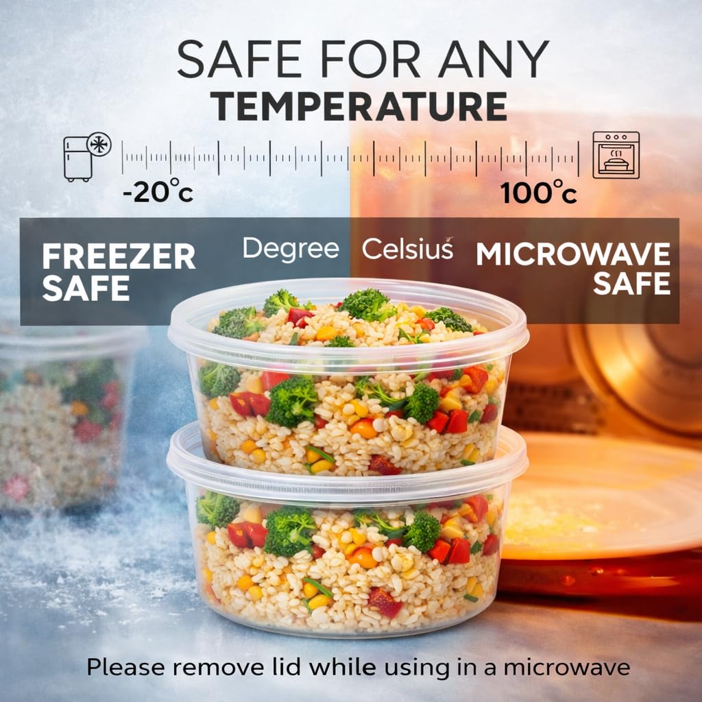 FORCEMAN Boîtes à emporter rondes en plastique transparent avec couvercles, empilables, réutilisables, étanches, passent au lave-vaisselle et au micro-ondes, sans BPA (250, 226,8 g)