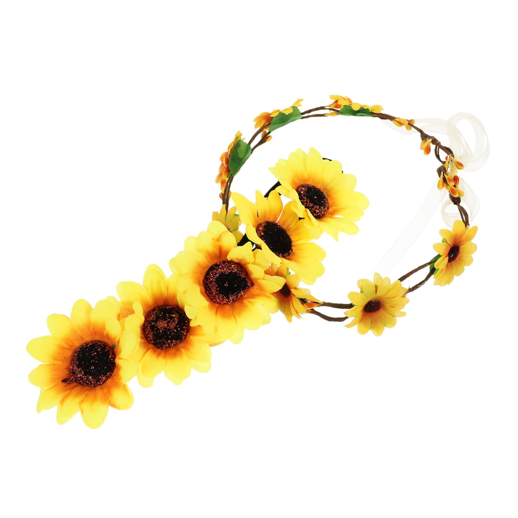 PLAFOPE Lot de 2 Bandeaux Tournesol en Tissu et Nylon Ruban Réglable, Coiffe Élégante et Généreuse pour Mariée ou Demoiselle D'honneur Plage et Mariage