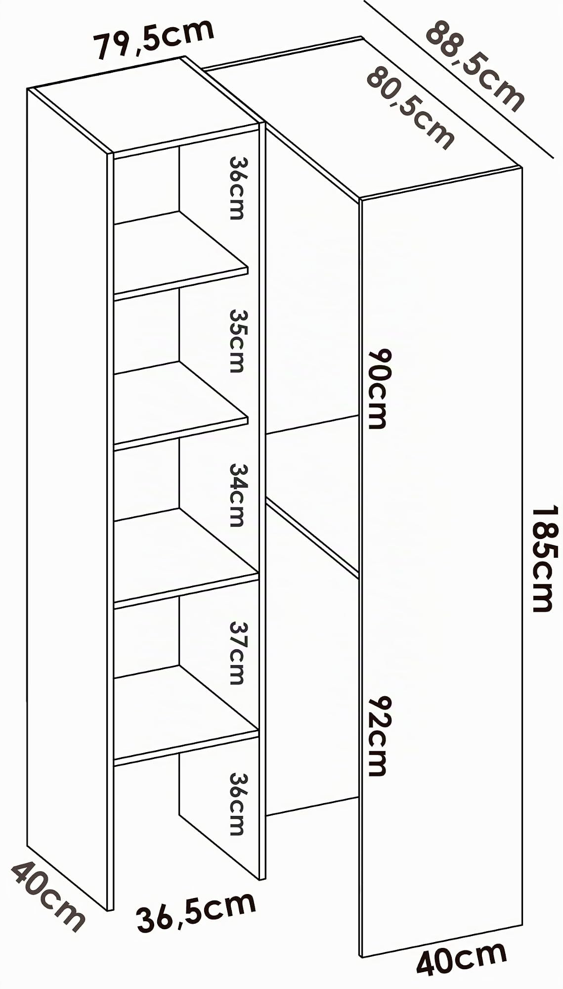 DEKIT GRUPO RIMOBEL SUIT - Armario vestidor rinconero - Blanco - 186x80x89 cm