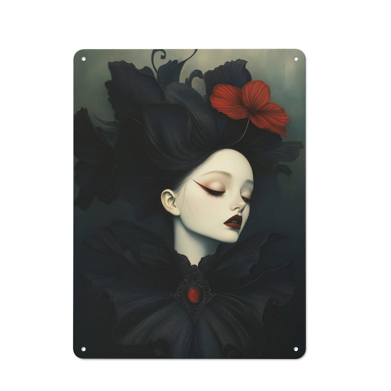 Junmoney Dark Beauty Portrait Vintage Printed Metal Sign 40X30cm For Bar Or Restaurant, For Restaurant Interior Fans