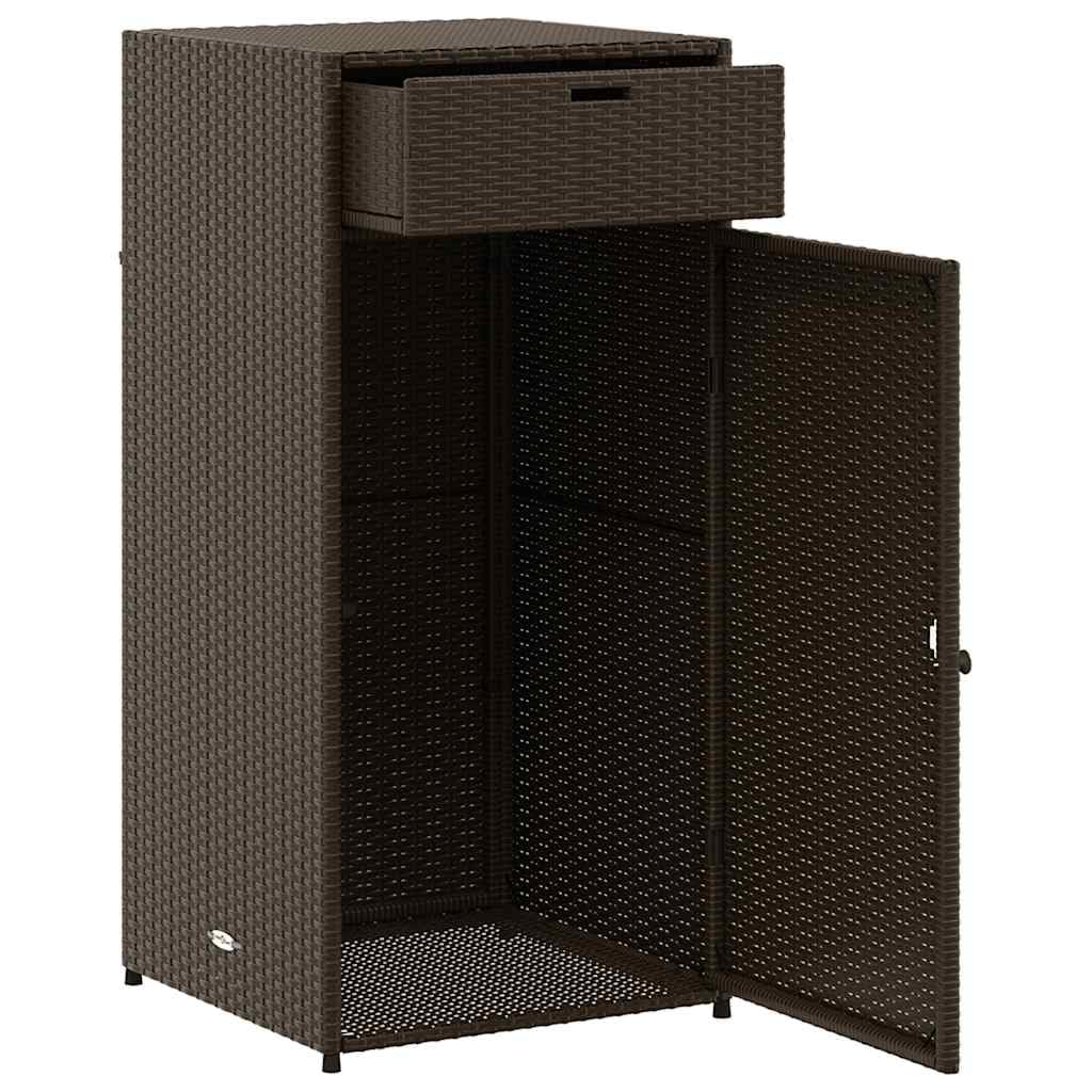 Gartenschrank Braun Poly Rattan 55x55x111 cm mit Stauraum, wetterfest und wasserdicht, für Balkon Terrasse Outdoor, abschließbar, ideal zur Aufbewahrung von Garten Box, Kissen, Polster
