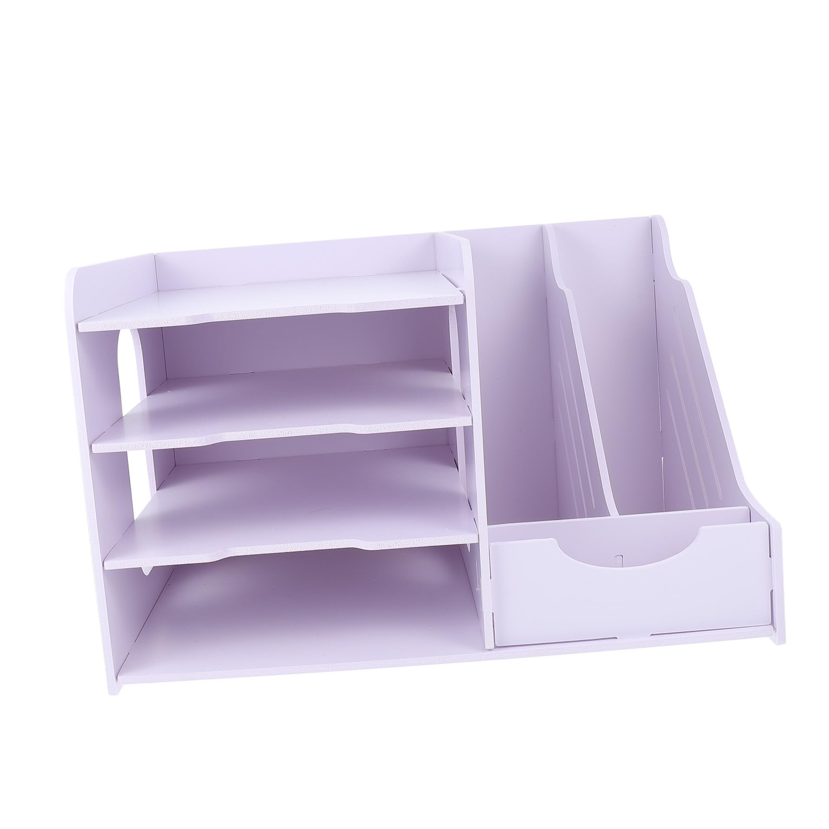 Estante de archivos multicapa con compartimentos laterales, estante de almacenamiento de escritorio para documentos de oficina, papelería y libros, ideal para uso doméstico y oficina