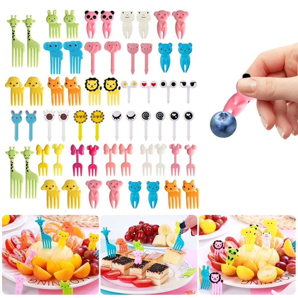 60 Forchettine Per Frutta A Forma Di Animali - Stuzzicadenti Decorativi Riutilizzabili Per Feste E Bambini - Foto 13