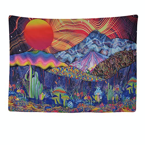 Ulticool - Soleil Orange, Montagnes psychédéliques - Tapisserie murale - 200x150 cm - Grande...