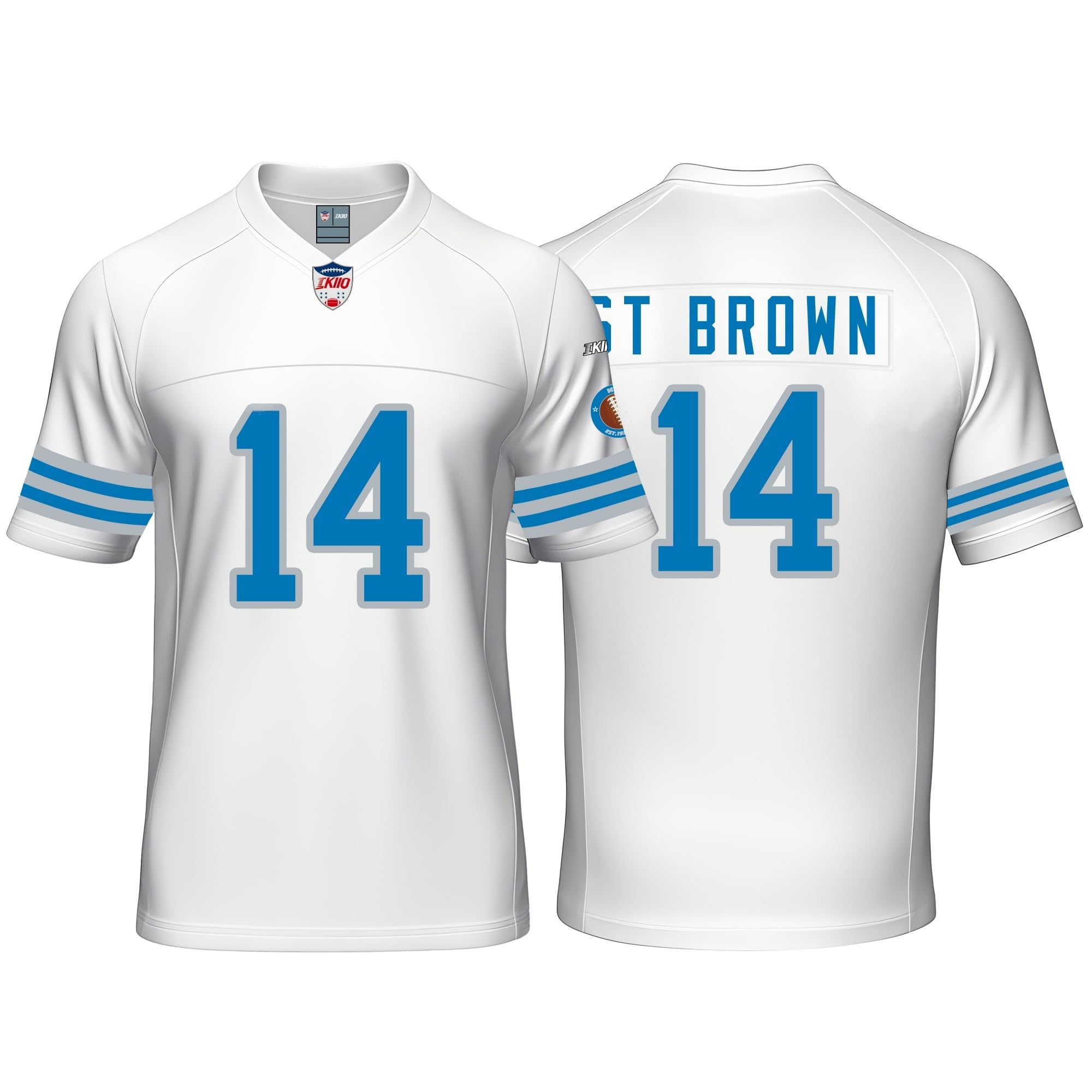 Custom Stitched Football T-Shirt Blue