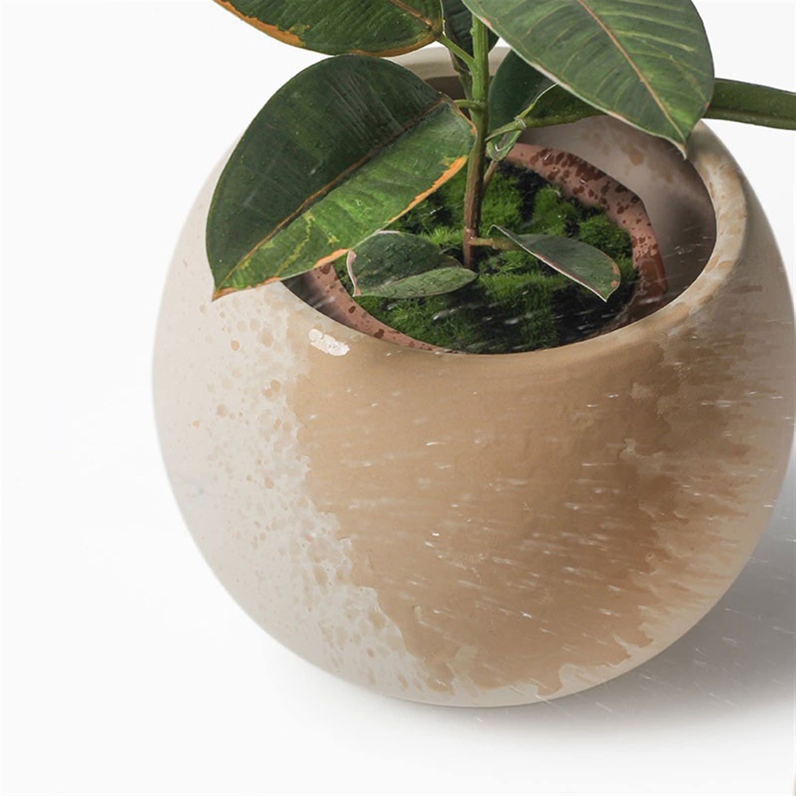 Doniczka do sadzenia, pojemnik na rośliny, prosta okrągła ceramiczna doniczka na kwiaty, doniczka na sukulenty, oddychająca, szorstka ceramika z tacką, oddychający otwór drenażowy, doniczka do