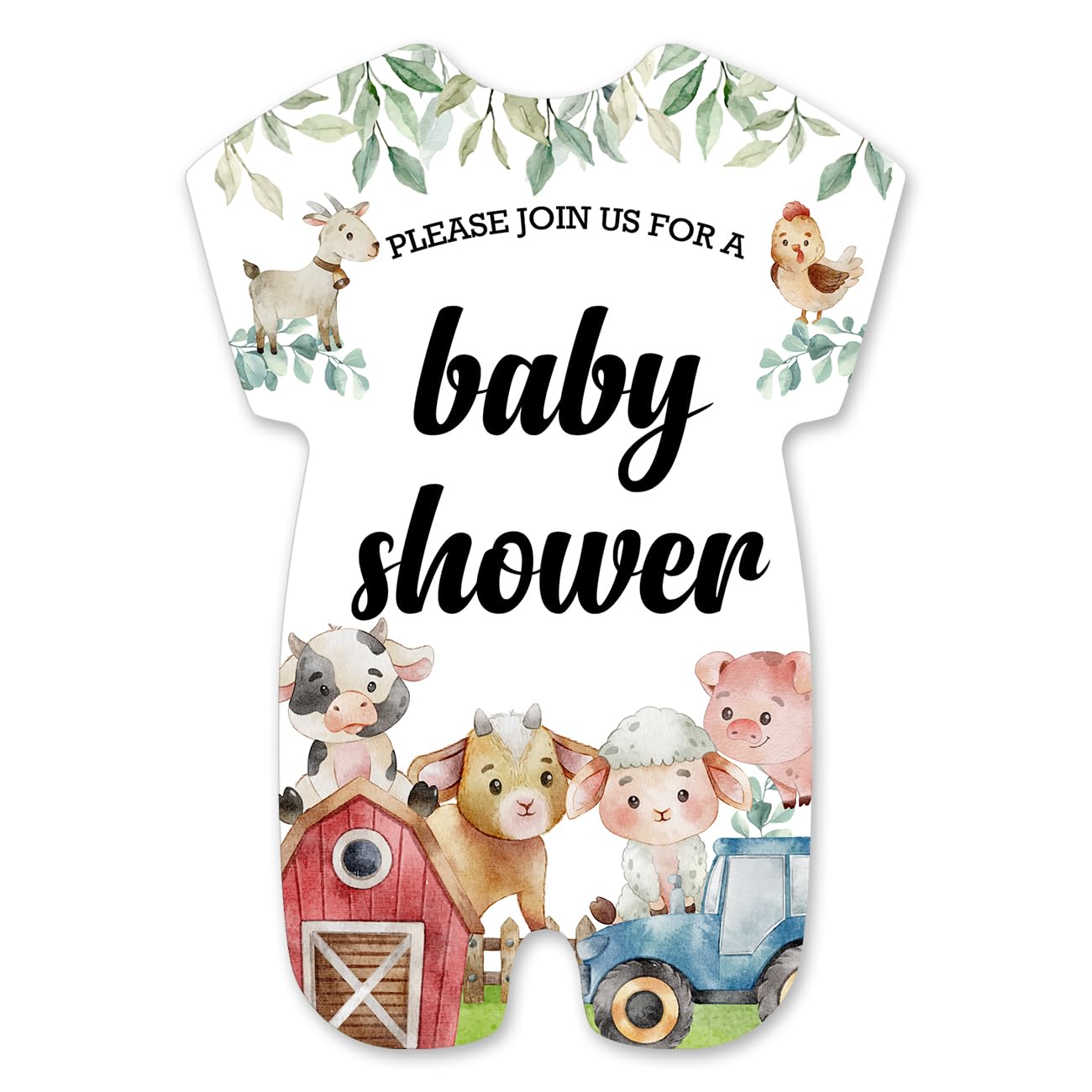 brayqu Farm Animals Baby Shower Invitations Farm Baby Shower Shaped Invitations Fill-in Baby Shower Invites (20 Invitation Cards with Envelopes)