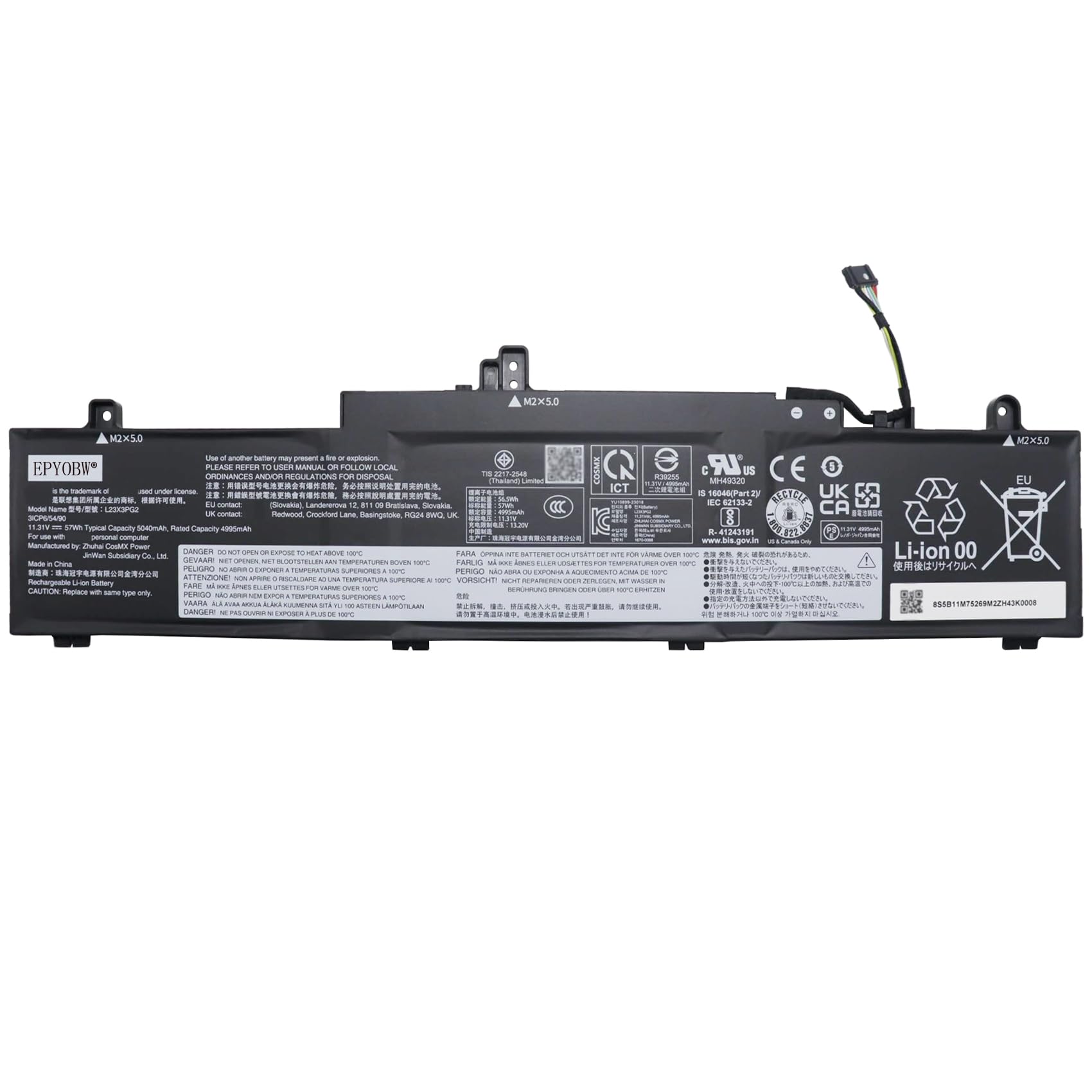 Amazon.com: EPYOBW L23X3PG2 Laptop Battery 57Wh 5040mAh 3-Cell