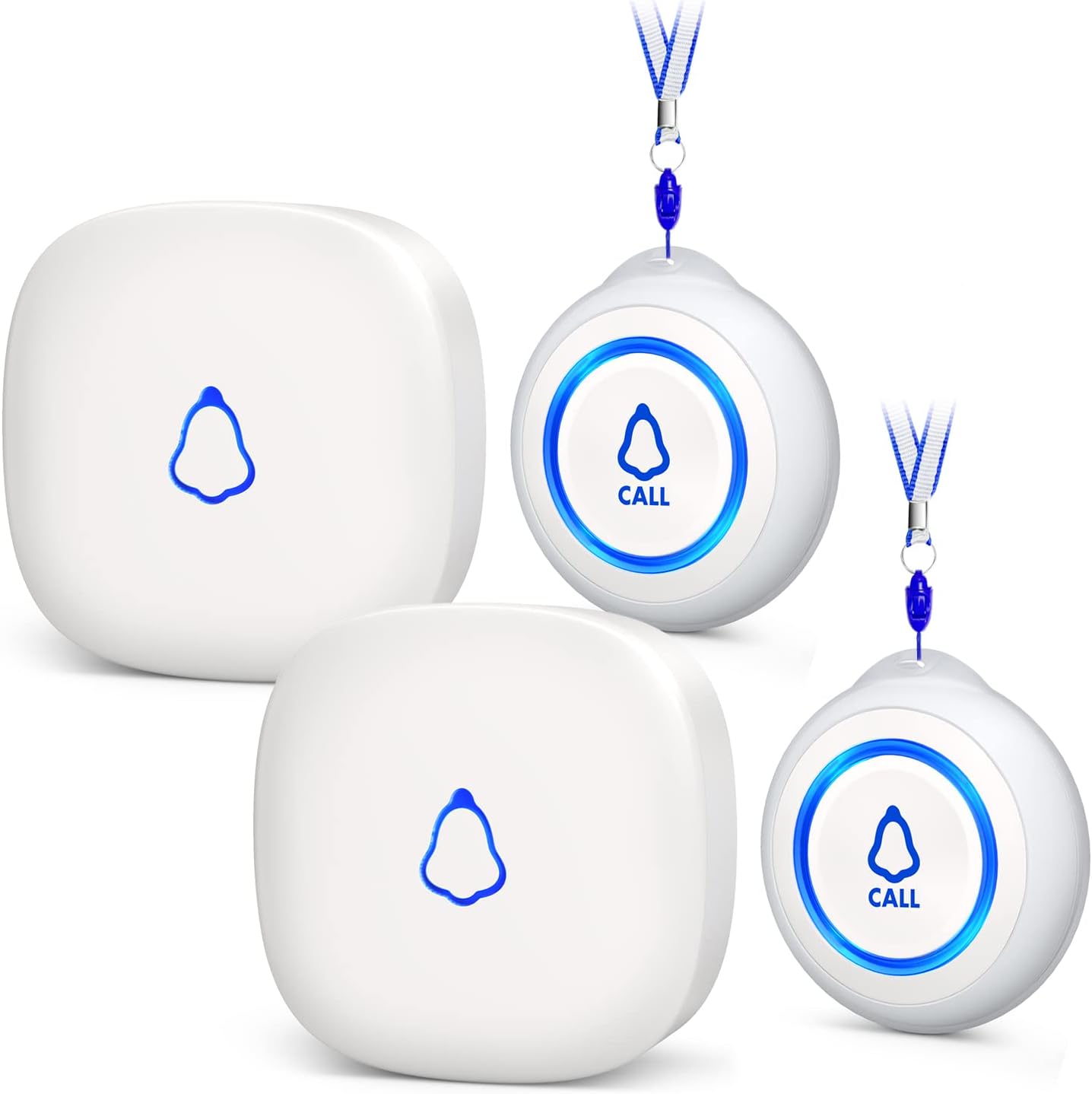 Wireless Caregiver Pager, Medical Alert Systems with 2 Call Buttons and 2 Receivers for Seniors/Elderly at Home, Emergency Panic SOS Call Bell, Nurse Calling & Patient Assistance Alert