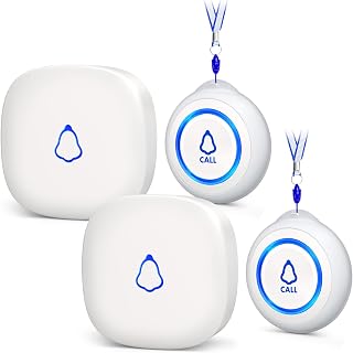 Wireless Caregiver Pager, Medical Alert Systems with 2 Call Buttons and 2 Receivers for Seniors/Elderly at Home, Emergency Panic SOS Call Bell, Nurse Calling & Patient Assistance Alert
