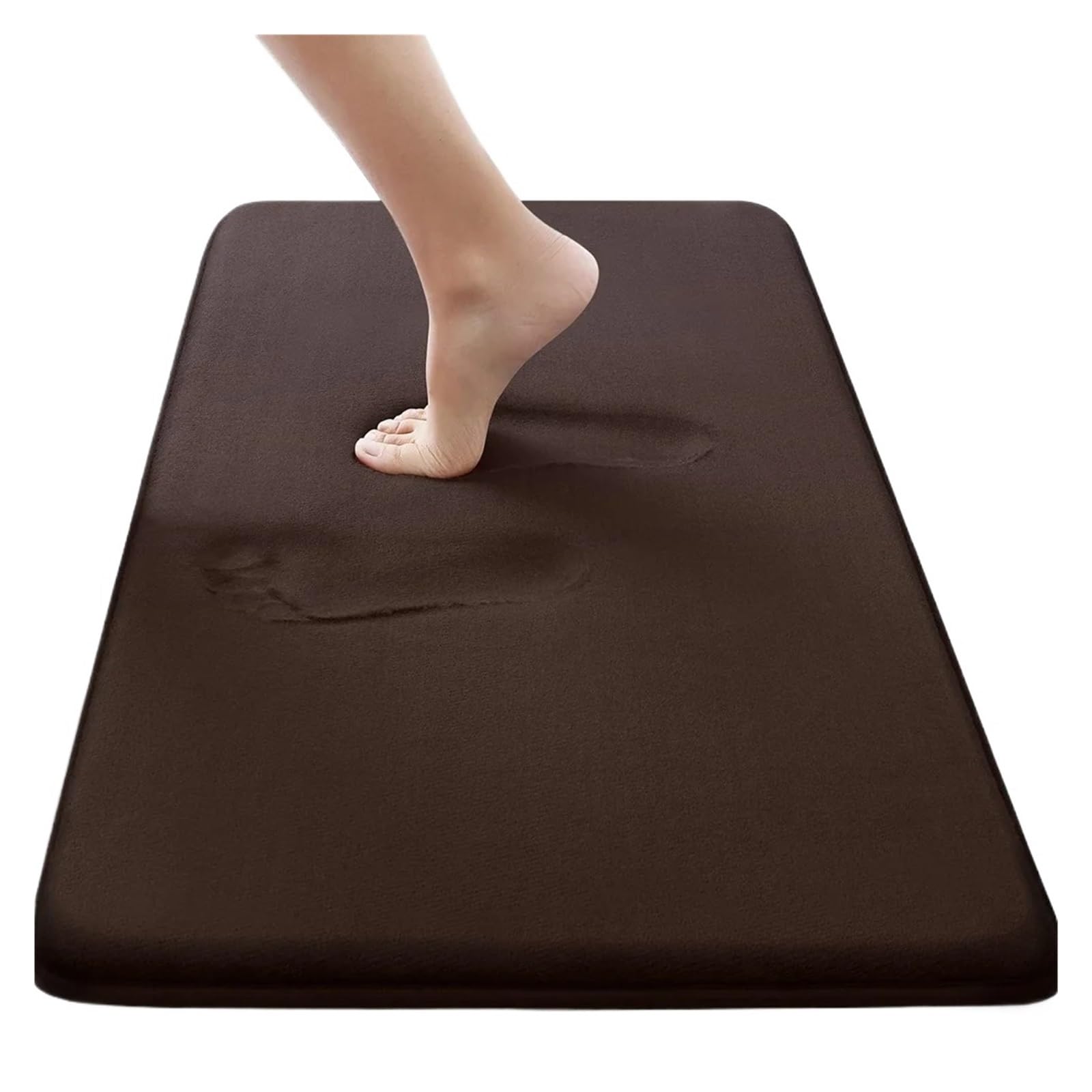 Tapis de bain marron 61x91cm en mousse à mémoire de forme