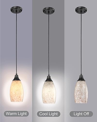 Miniatura 3 de Luces colgantes de vidrio de leche para isla de cocina, mini colgante de cristal, lámpara de cristal con cable ajustable negro para cocina, sobre