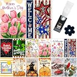 Doncida Seasonal Garden Flag Set of 12 with Anti-Wind Clip