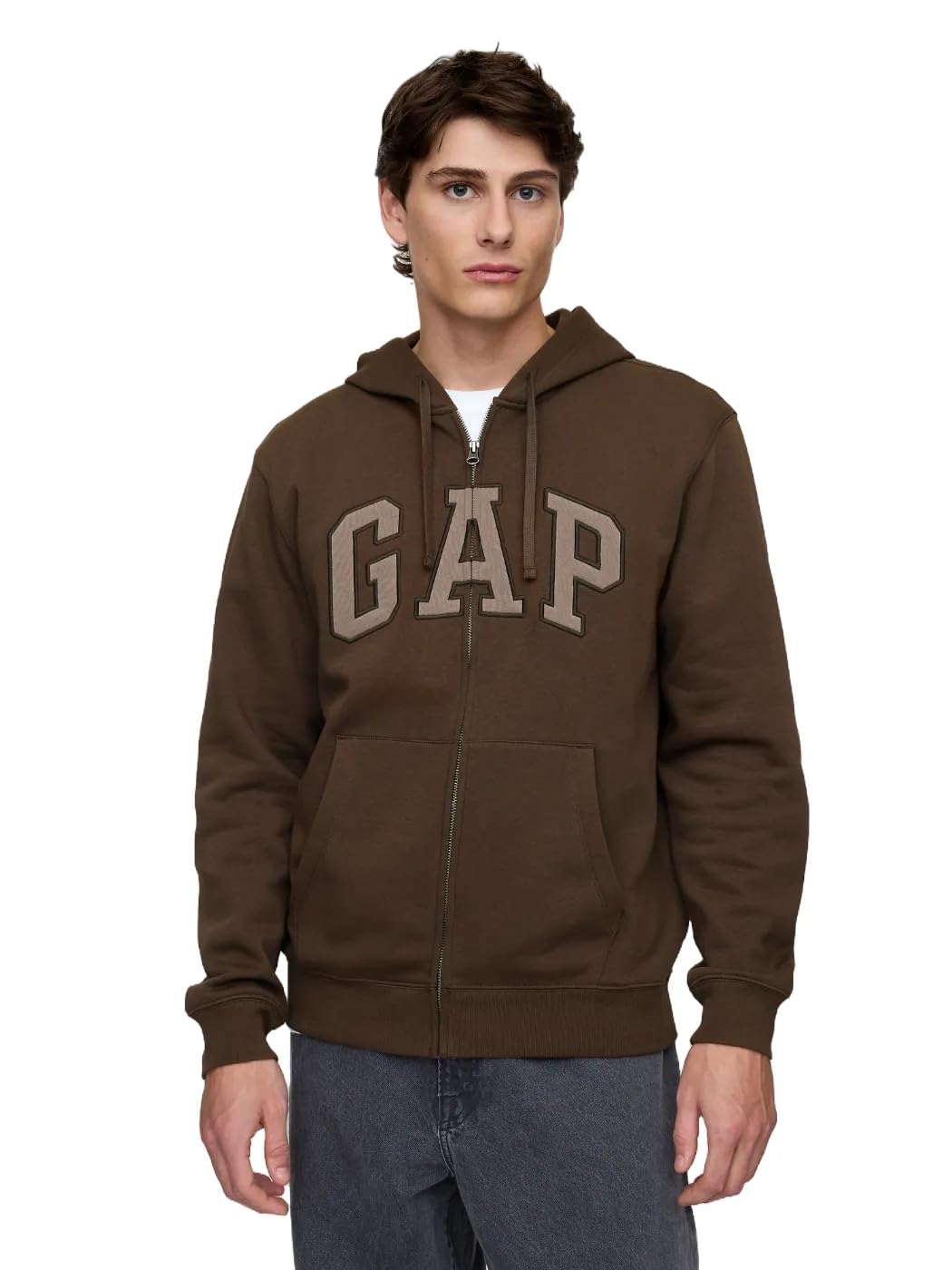 GAP Logo Heritage Hoodie Hooded Full Zip Sweatshirt, Ground 724, L