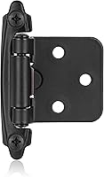 Vallecloud Matte Black Self-Closing Cabinet Hinges 4-Pack | 1/2" Overlay Flush Mount Face Frame Kitchen Doors