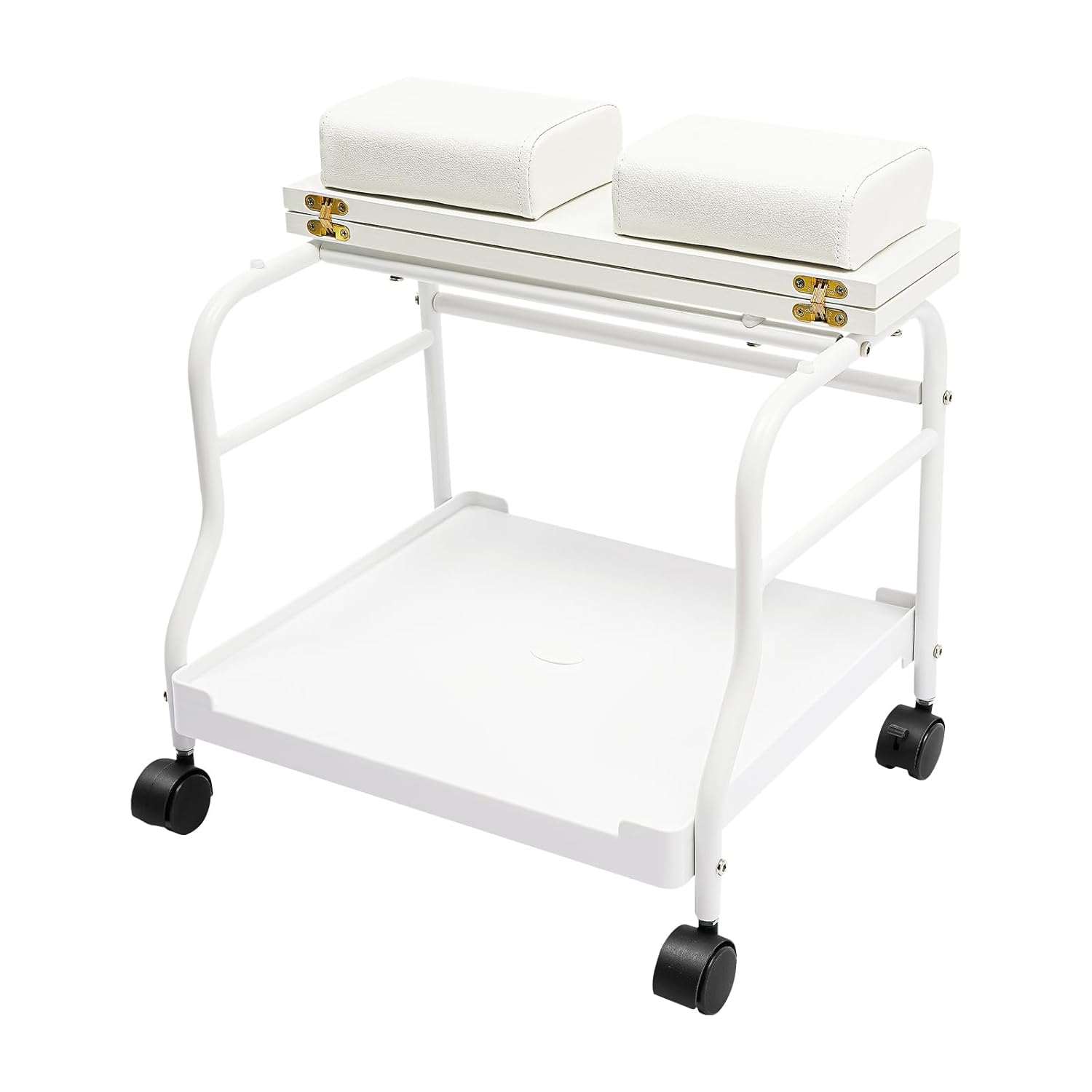 Pedicure Foot Bath Trolley with Wheels, Pedicure Foot Rest Cart Manicure Foot Rest Stand for Foot Rest Pedicure Manicure Funiture Massage Table Salon Supplies (White)