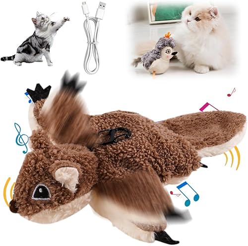 Juguete de pájaro para gato, juguete interactivo recargable para gatos, 3 modos, activado por tacto (planeador)