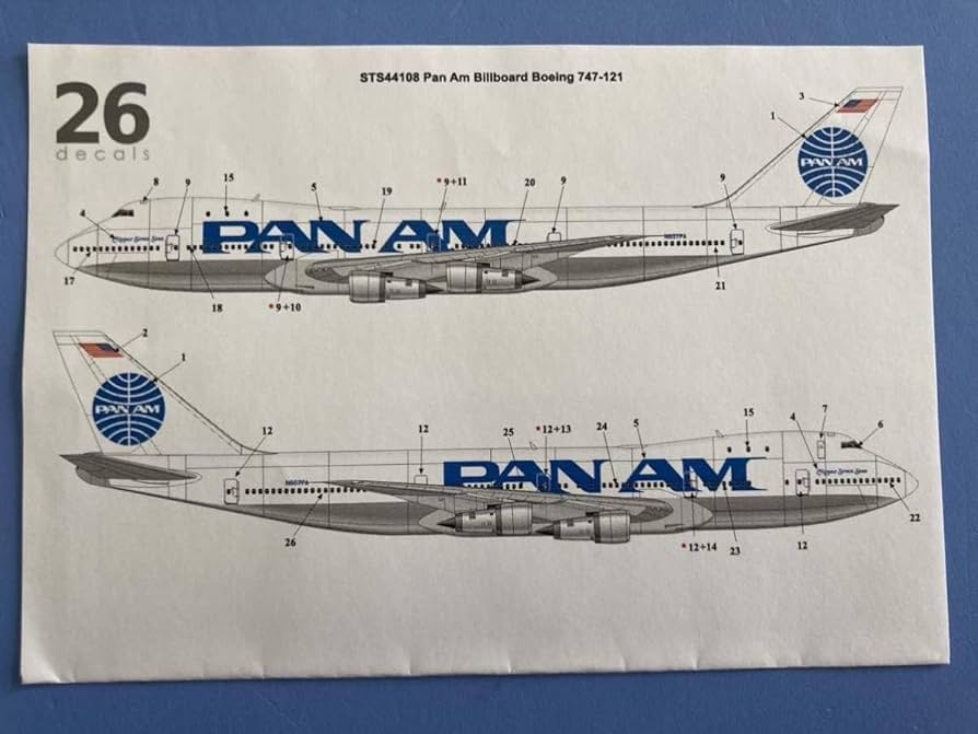 Amazon | 2枚組 旅客機デカール!パンナム ビルボード B747-121 1