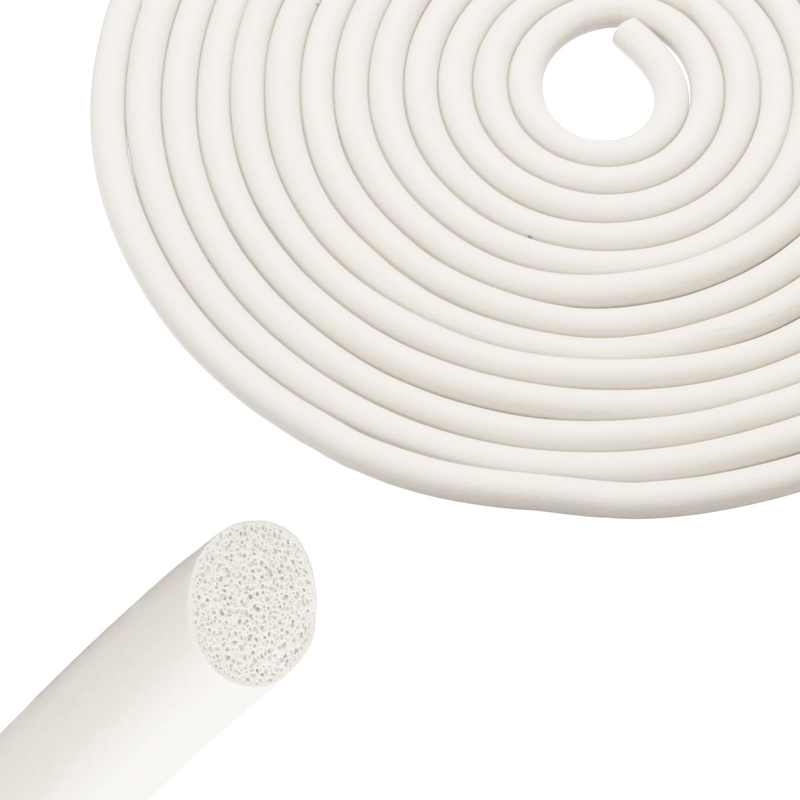 sourcing map Backer Rod, 9mm x 6m Silicone Rubber Foam Caulk Saver, Weather Strip Seal for Sealing Concrete Gaps, Expansion Joints, Crack Filling, Doors, Windows, White
