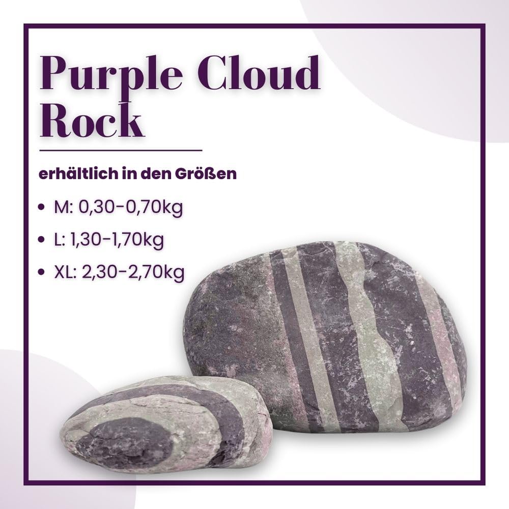 AquaOne Aquariumsteine Purple Cloud Stein I Natursteine 25 kg Mix Größe M-XL I Natursteine für Aquascaping und Naturaquarien mit besonderer Farbzeichnung
