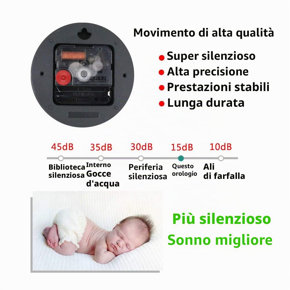 Orologio da parete al quarzo in legno da 10 pollici da 25 cm moderno silenzioso orologio da parete in legno orologio da tavolo per soggiorno, camera da letto, ufficio, cucina