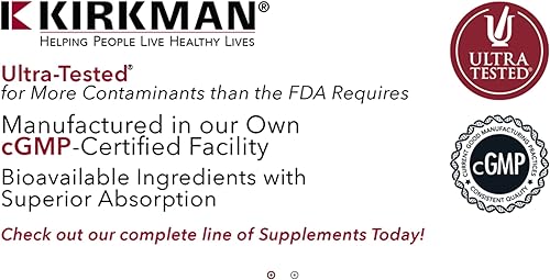 Miniatura 5 de Kirkman Coenzima Q10 25 mg - Hipoalergénico  100 cápsulas vegetarianas  CoQ10  Apoya el sistema inmunológico  Sin gluten y caseína  Las cápsulas son