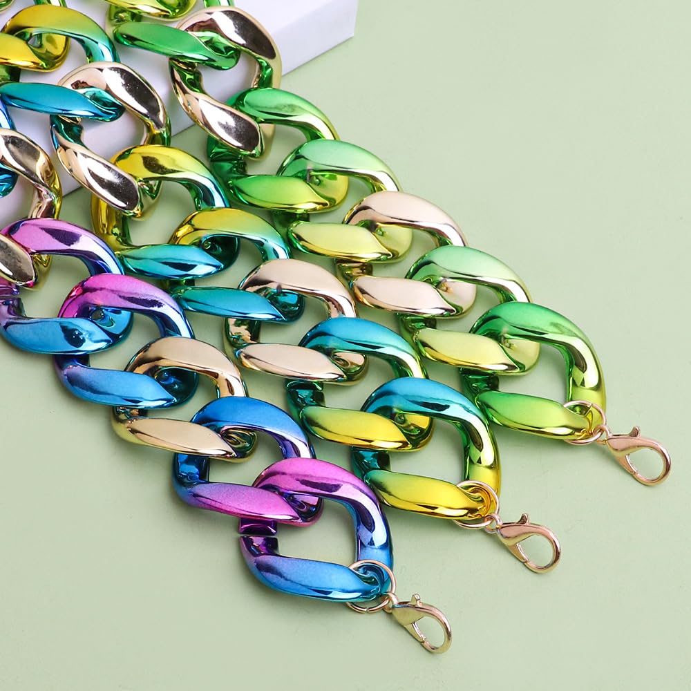 Collana lunga hip-hop punk stile sfumato collana catena colorata placcatura in plastica catena clavicola cubana per donne ragazze