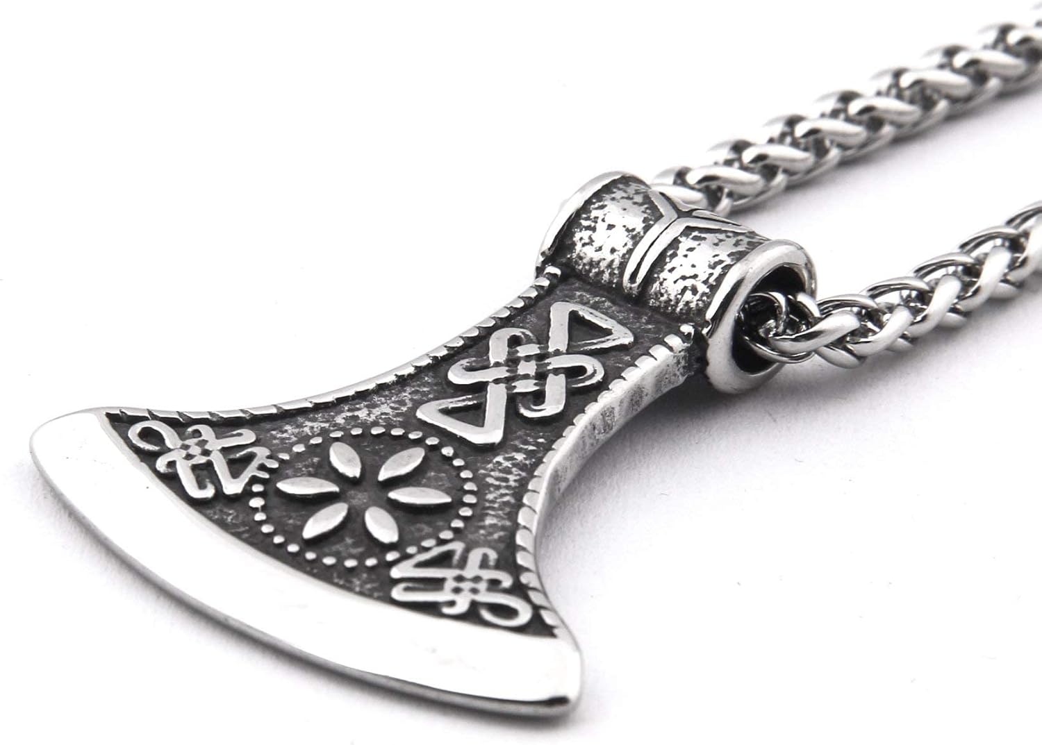 BaviPower Nordic Axe Necklace For Men Nordic Single Sided Double Sided Battle Axe Pendant Stainless Steel Keel Chain Protection - Image 3