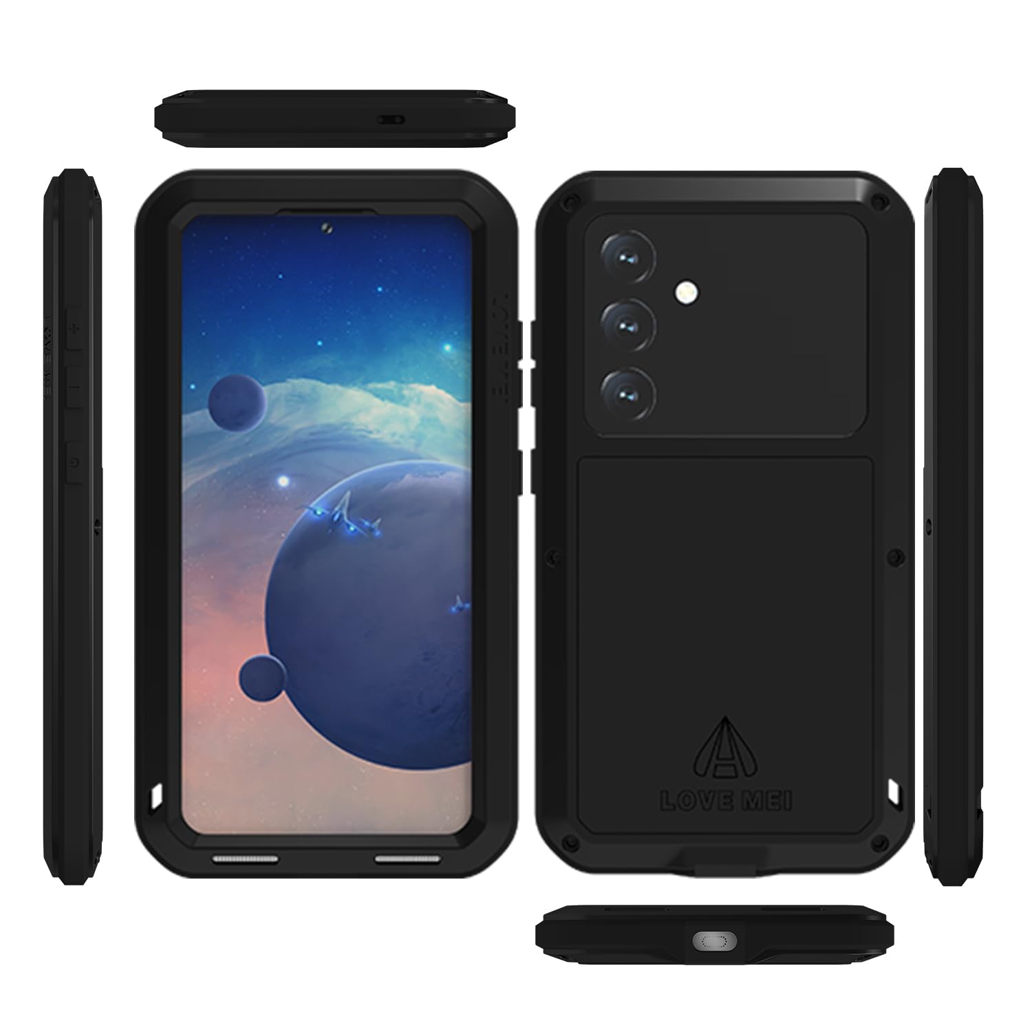 LJFLYXRI Custodia protettiva per Galaxy S24, robusta, in alluminio e silicone, antiurto, con pellicola protettiva integrata (argento, S24)