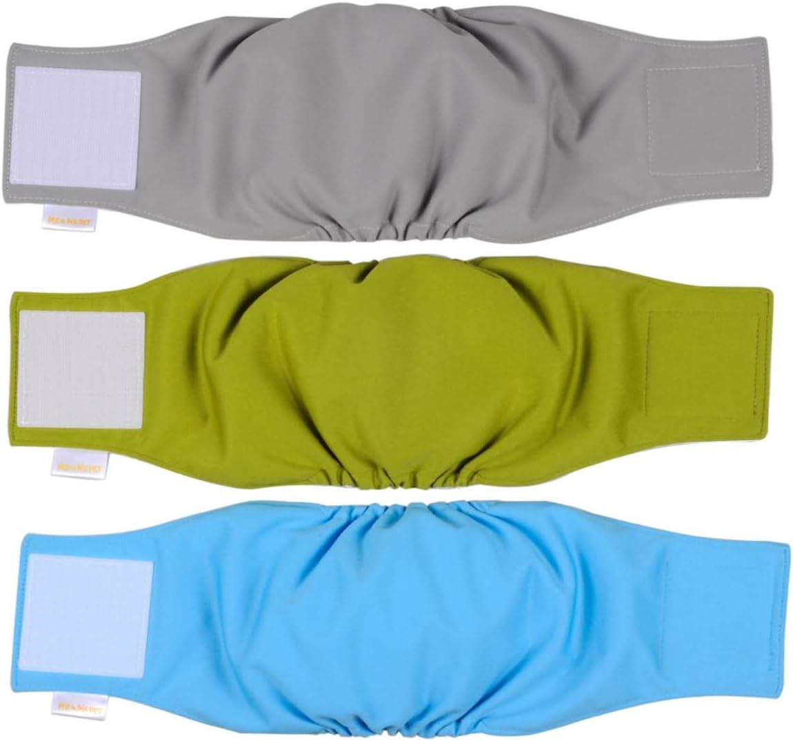 He&Ha pet Male Dog Wraps Washable Dog Belly Bands Set of 3 Dog Diapers Male Reusable (XL)