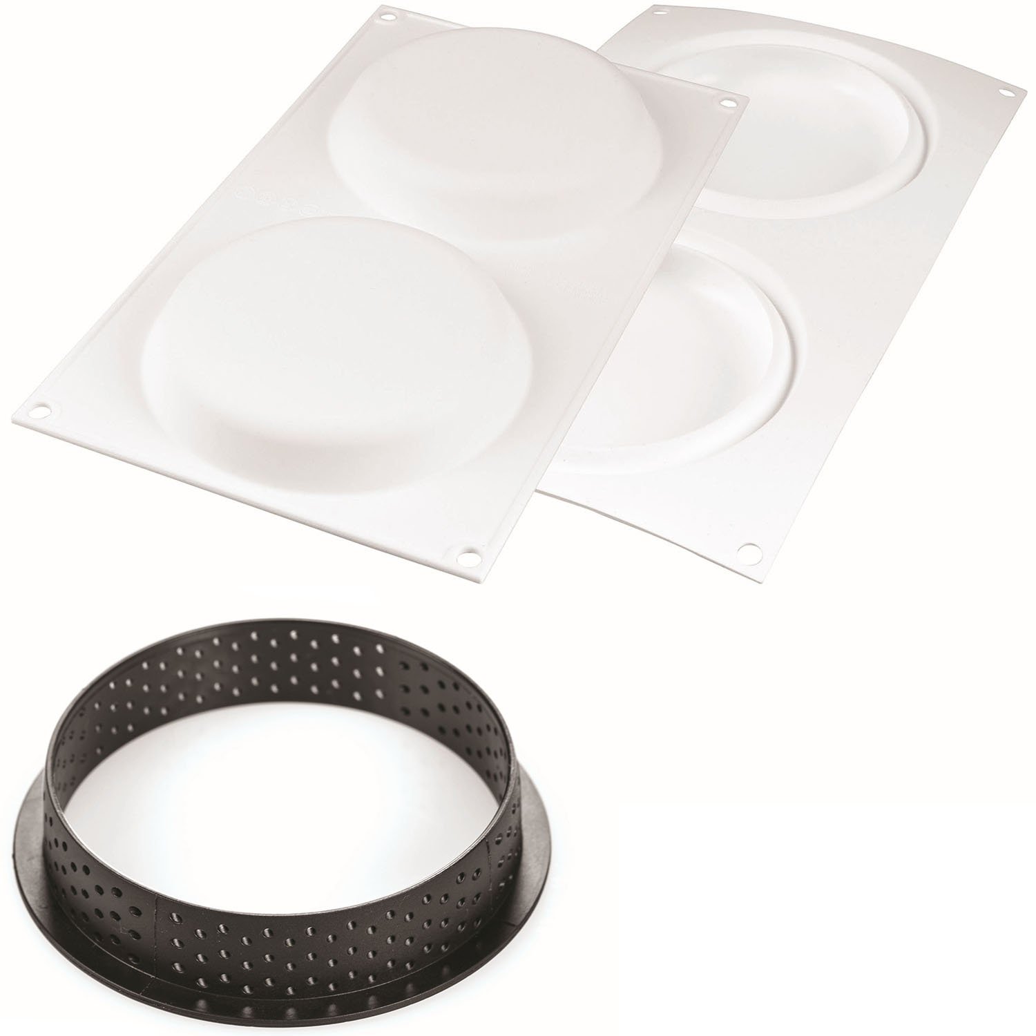 Moule tarte silicone avec cercles perforés pour éviter la pâte molle