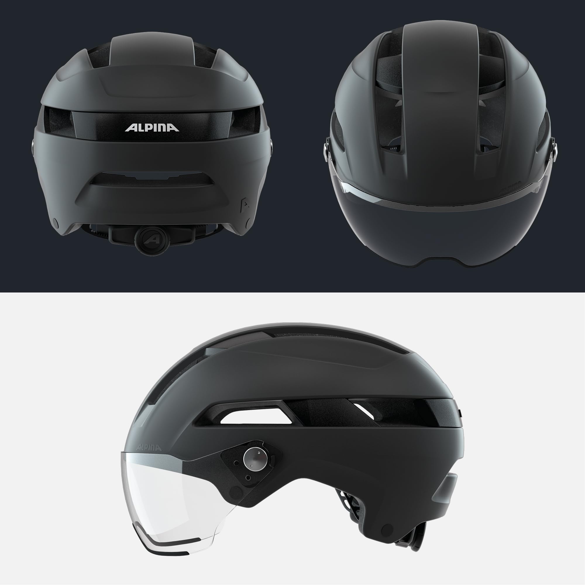 ALPINA Soho Visor City-Fahrradhelm, Black matt, 51-56 cm | mit Visier - optimale Belüftung
