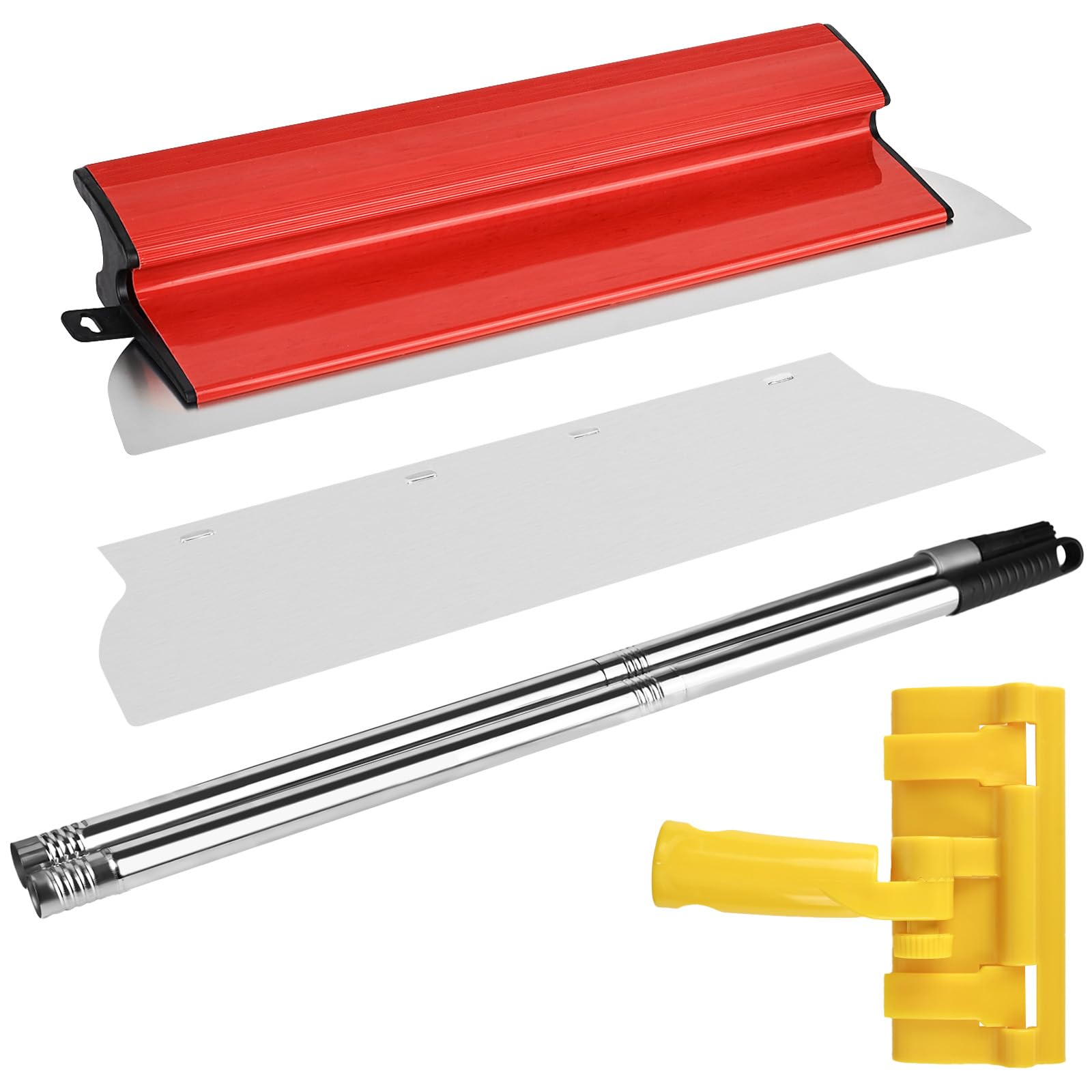 Juego de cuchillas para desnatar, herramientas de enlucido de velocidad de 40 cm con mango en forma de Z y mango de extensión de 120 cm, herramientas profesionales para alisar paredes y
